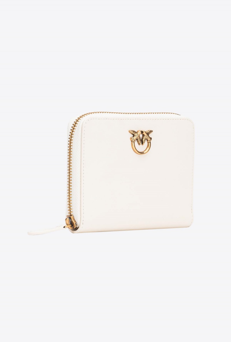 WHITE+WHITE-ANTIQUE GOLD Pinko Square leather zip-around purse | PMYQX66805