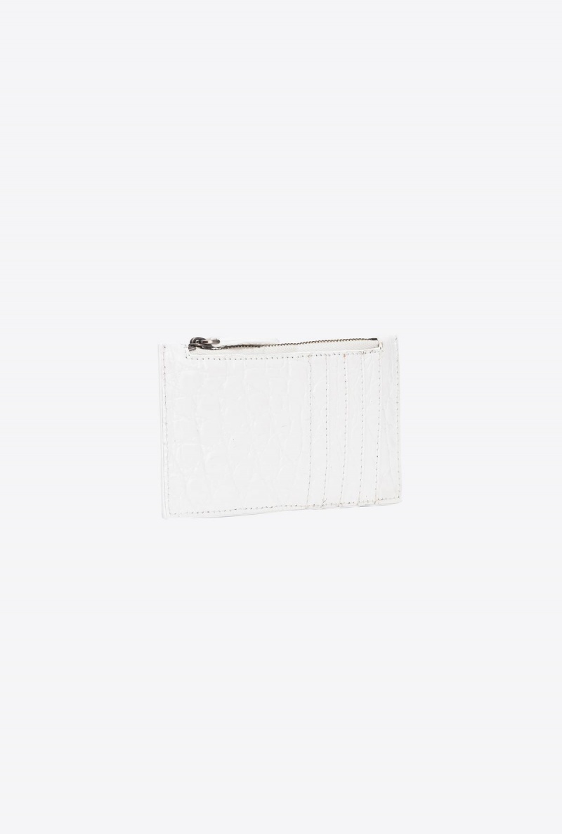 WHITE+WHITE-OLD SILVER Pinko Galleria white crocodile-print card holder | MYNEJ93516