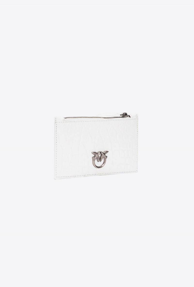 WHITE+WHITE-OLD SILVER Pinko Galleria white crocodile-print card holder | MYNEJ93516