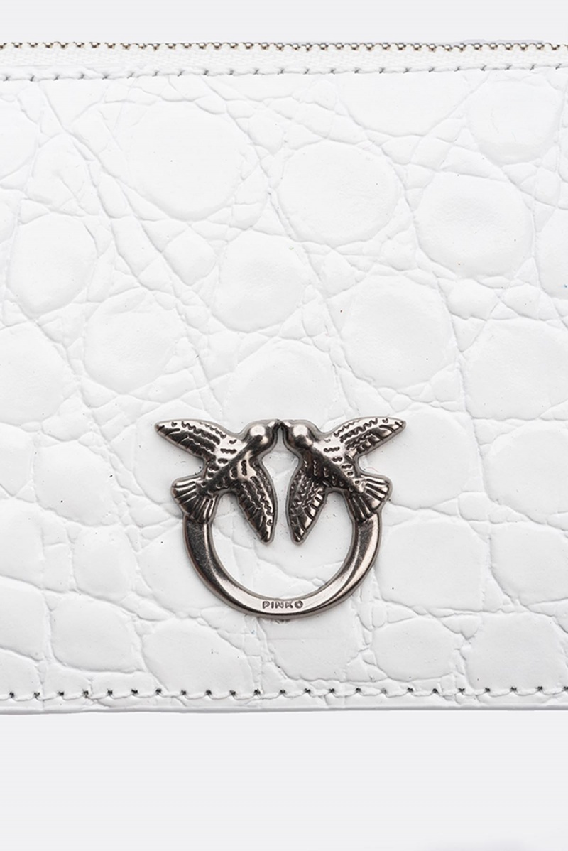 WHITE+WHITE-OLD SILVER Pinko Galleria white crocodile-print card holder | MYNEJ93516