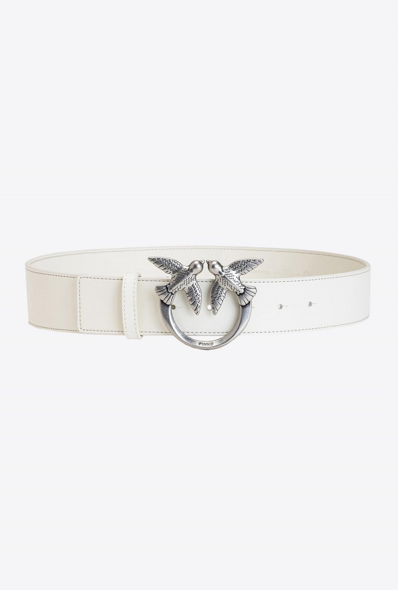 WHITE+WHITE-OLD SILVER Pinko Love Birds leather belt | MYICD42105