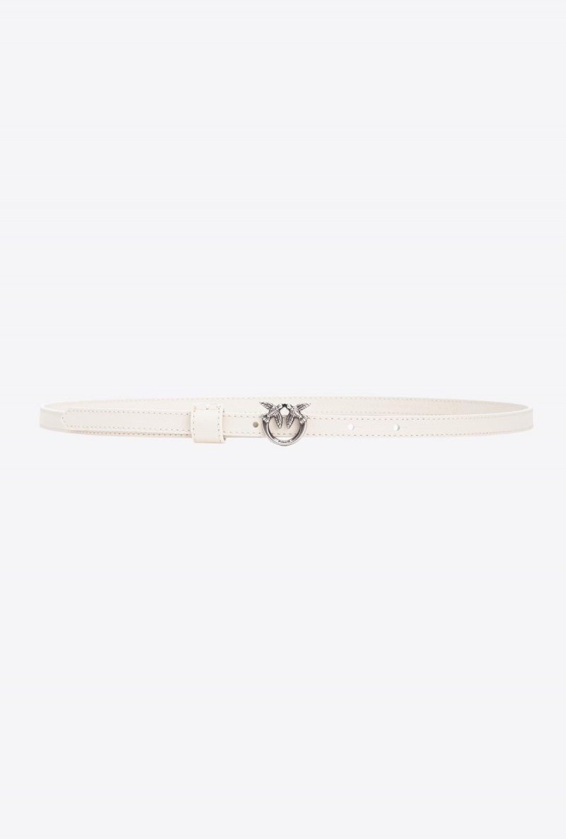 WHITE+WHITE-OLD SILVER Pinko Thin belt with Love Birds buckle 1cm | YMYVQ62213