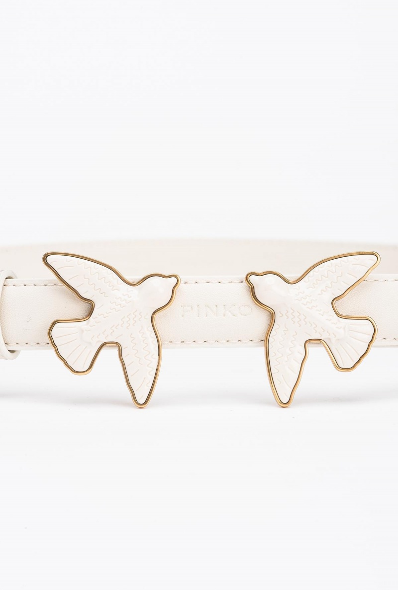 WHITE + WHITE-BLOCK COLOUR Pinko Thin belt with coated Love Birds 2cm | UMYND94744