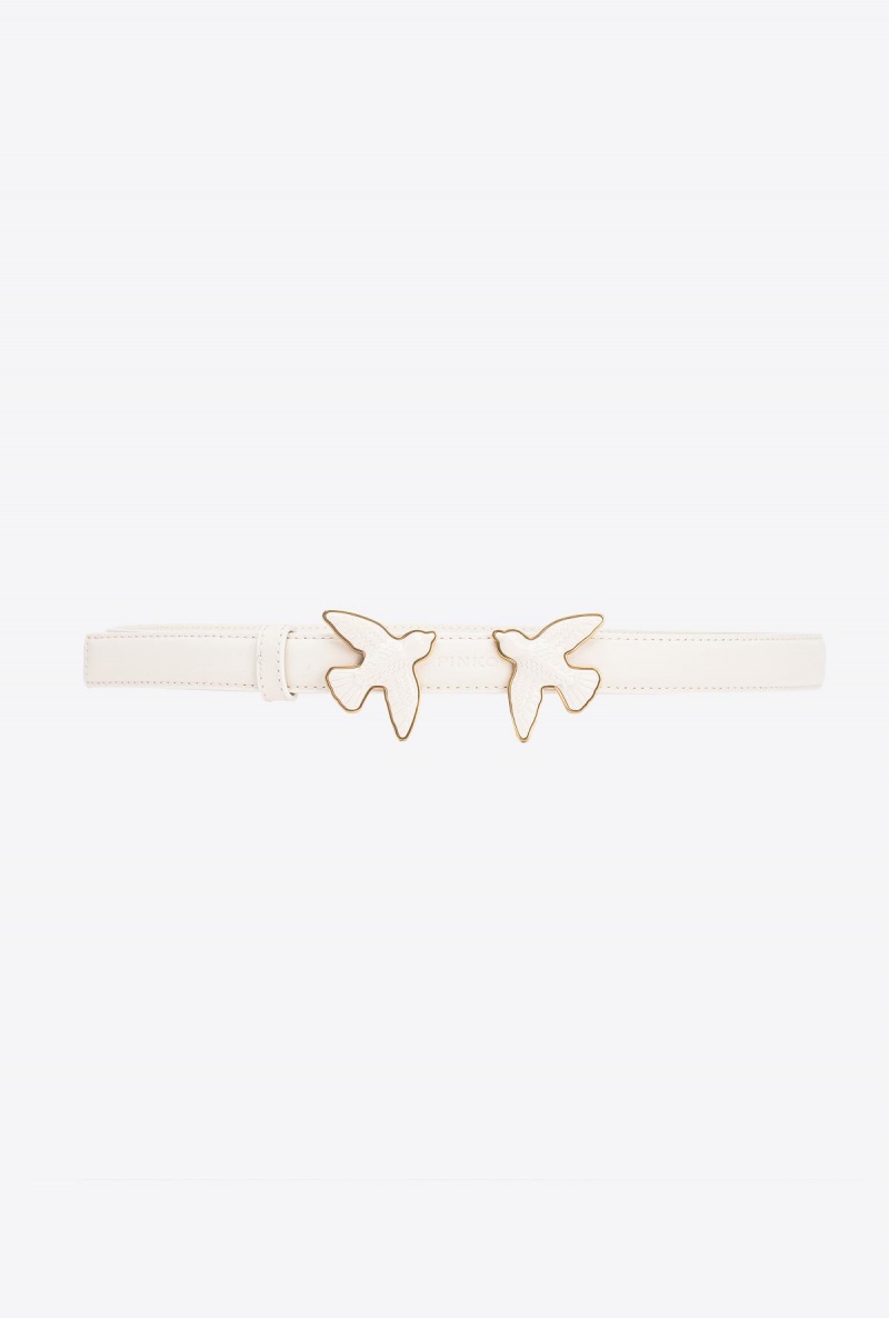 WHITE + WHITE-BLOCK COLOUR Pinko Thin belt with coated Love Birds 2cm | UMYND94744