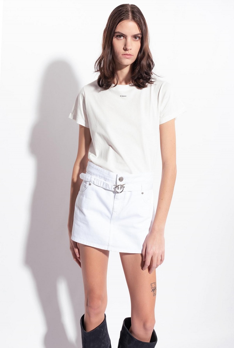 WHITE + WHITE Pinko T-shirt with micro logo | DMYKV71518