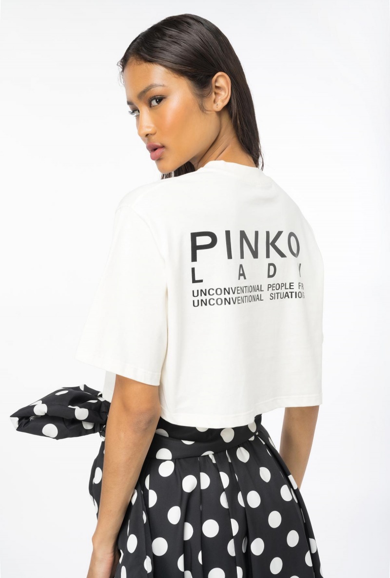 WINTER WHITE Pinko Lady crop top | SMYNY81946