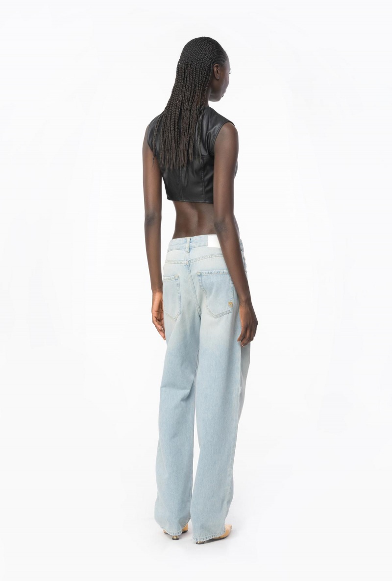 YELLOWED BLEACH WASH Pinko Vintage denim boyfriend jeans | XMYGW29826