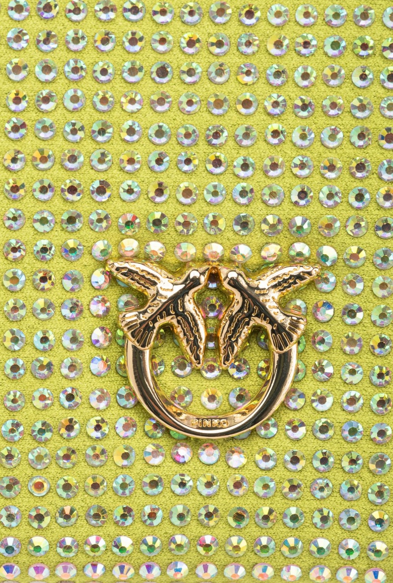 YELLOW LIME-SHINY GOLD Pinko Fully rhinestoned Box Clutch | MYJVR25893